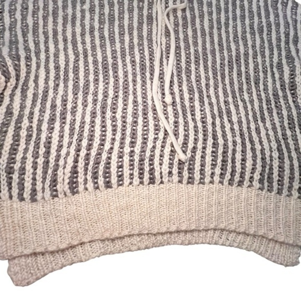 Lala Hoodie POL Thick Knit Wool Blend Sweater Drop Shoulder Small NWT Grey White - Picture 3 of 13